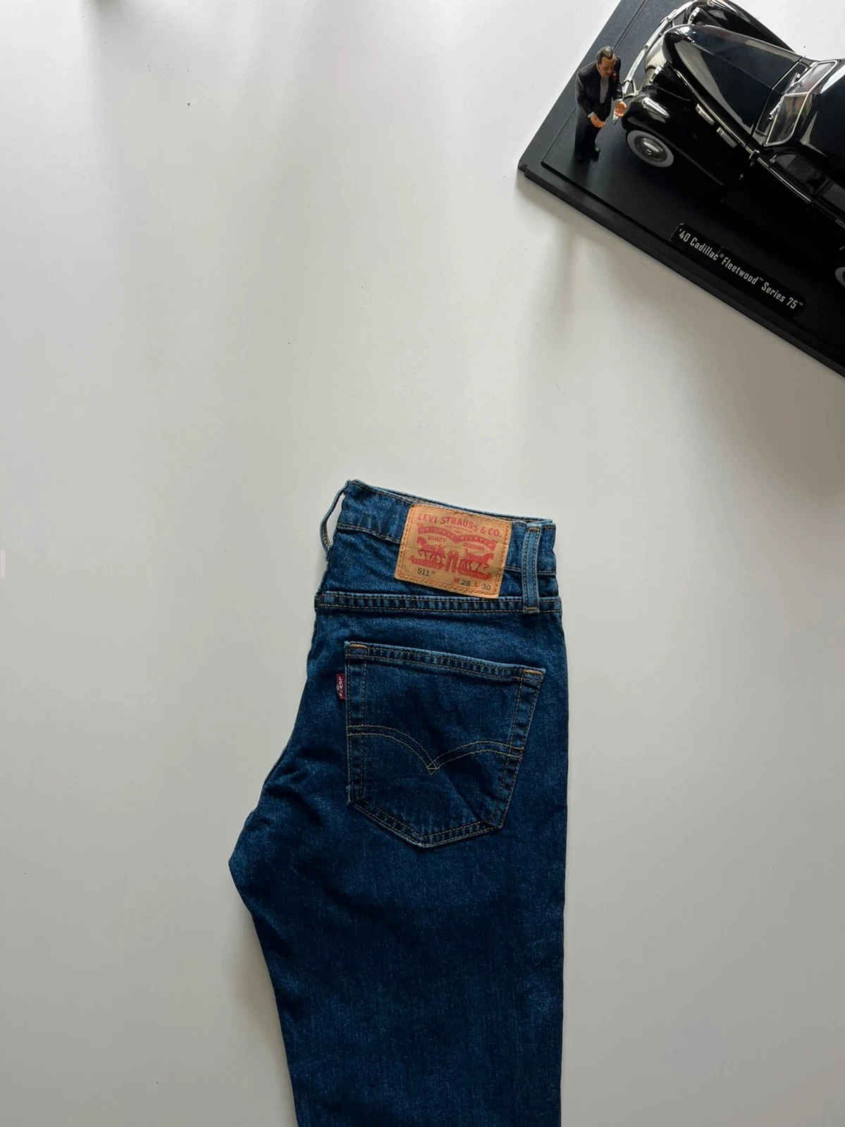 Levi’s vintage 511 slim fit mid-rise stretch navy women’s jeans UK8 W26 L30 Altered