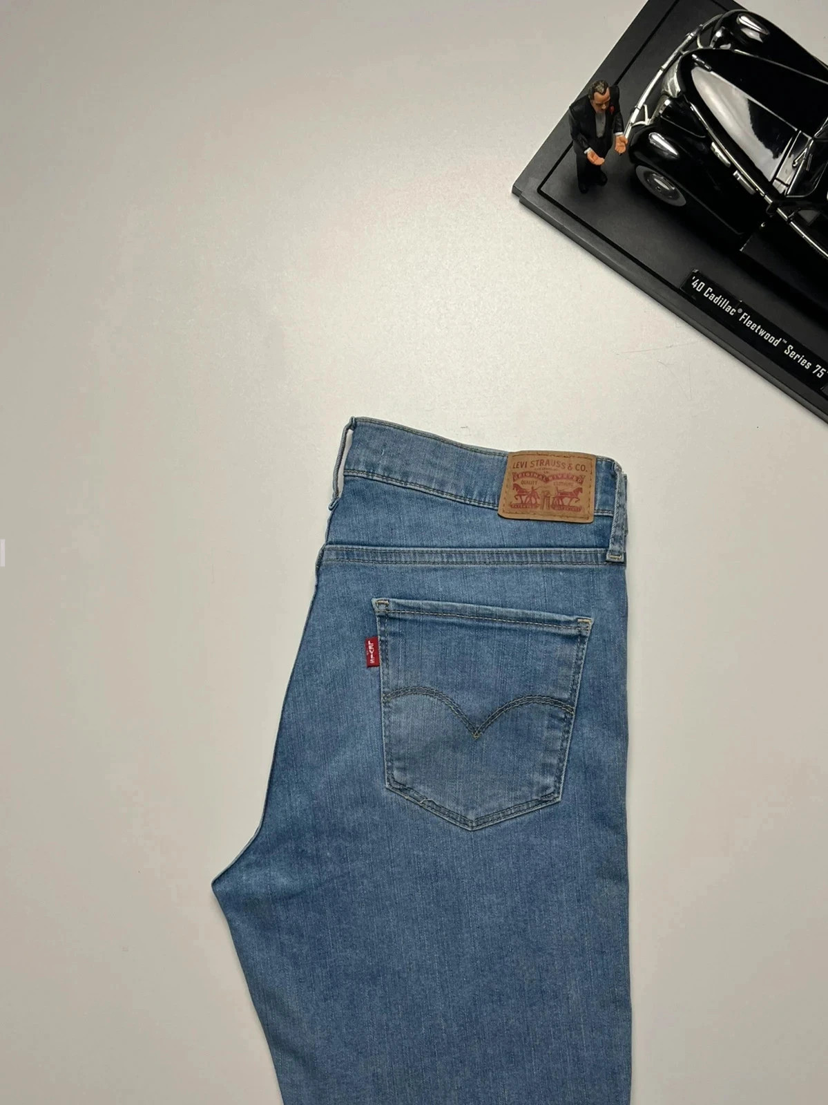 Levi’s vintage 311 shaping skinny light blue stretch raw-hem women’s jeans UK12 W30 L26 Altered