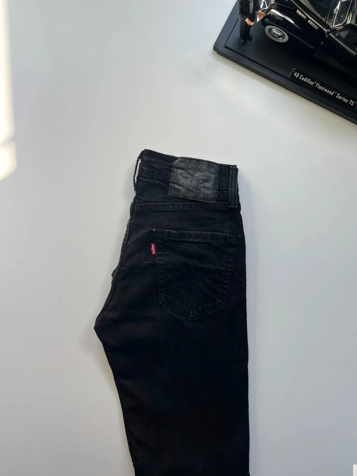 Levi’s vintage 511 slim fit mid-rise/waist black stretch black womens jeans UK8 W26 L29 Altered