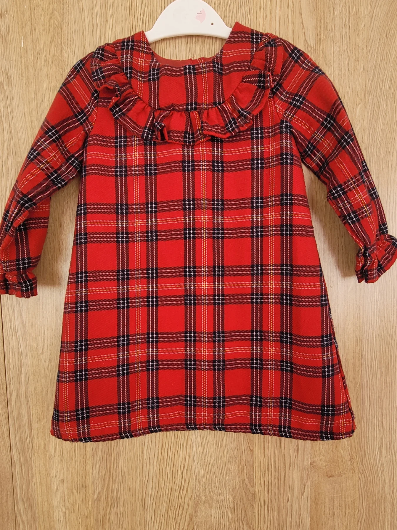 Girls Red tartan dress 18-24 months.