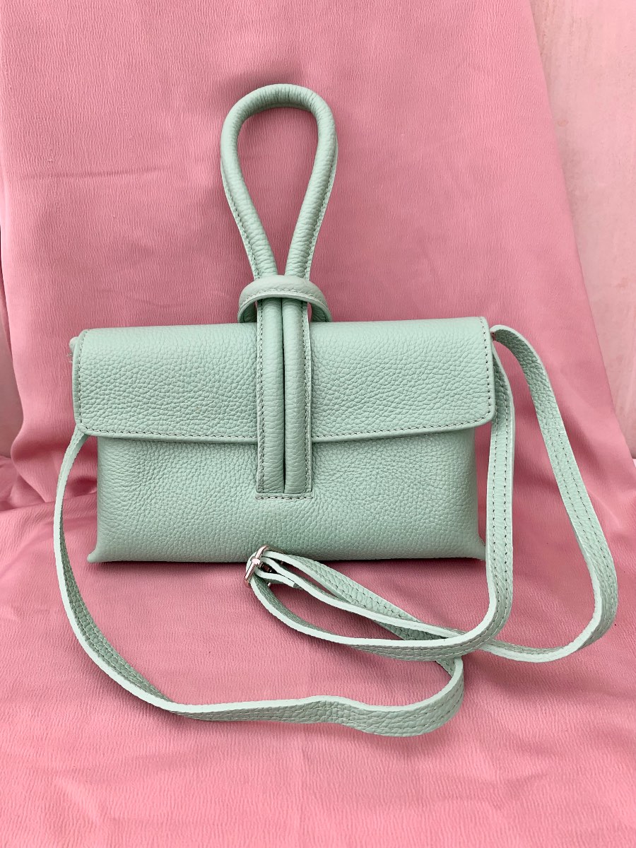 Borse in Pelle turquoise mint green genuine leather handbag