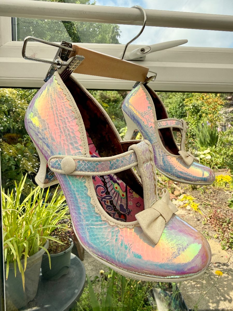 Irregular Choice Lazy River iridescent heeled Mary Jane shoes size uk5