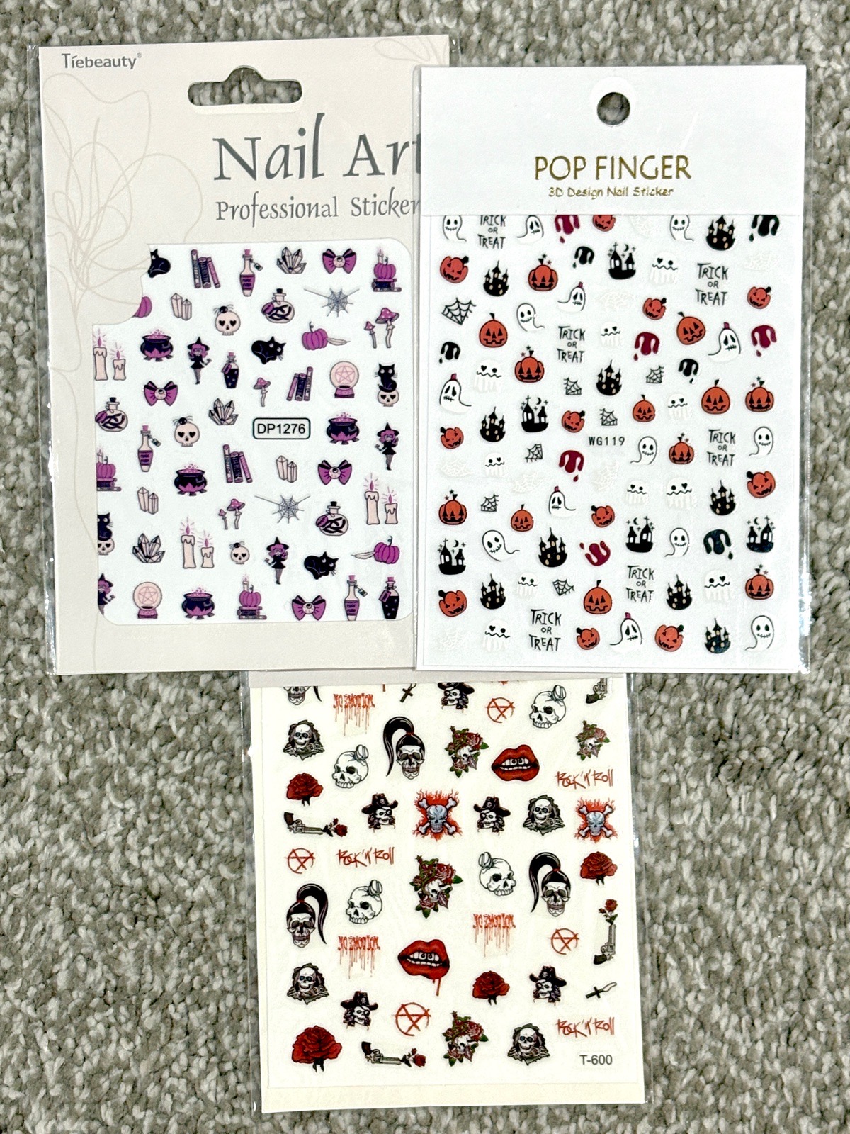 Halloween with skulls nail art stickers set