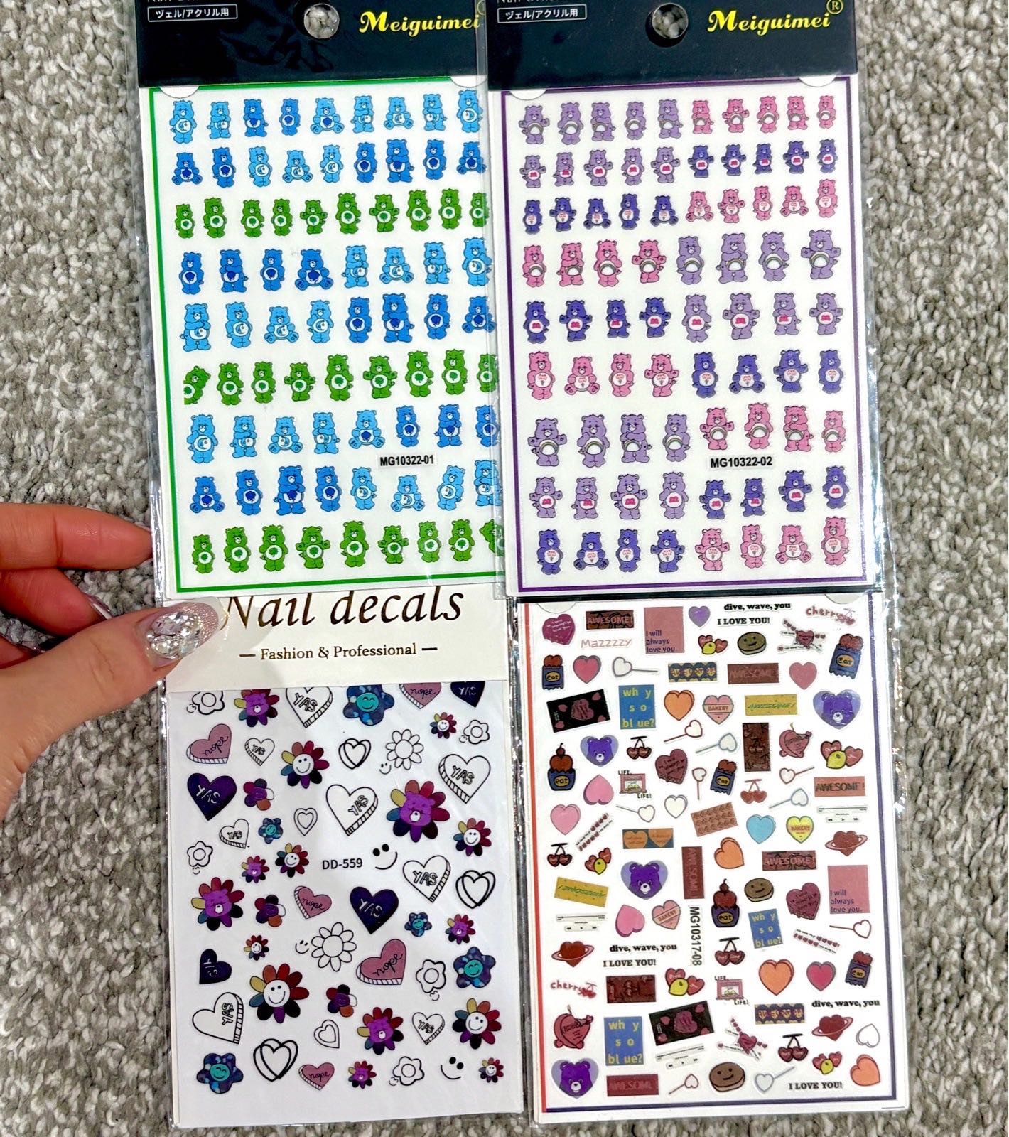 Care bear nail art stickers set