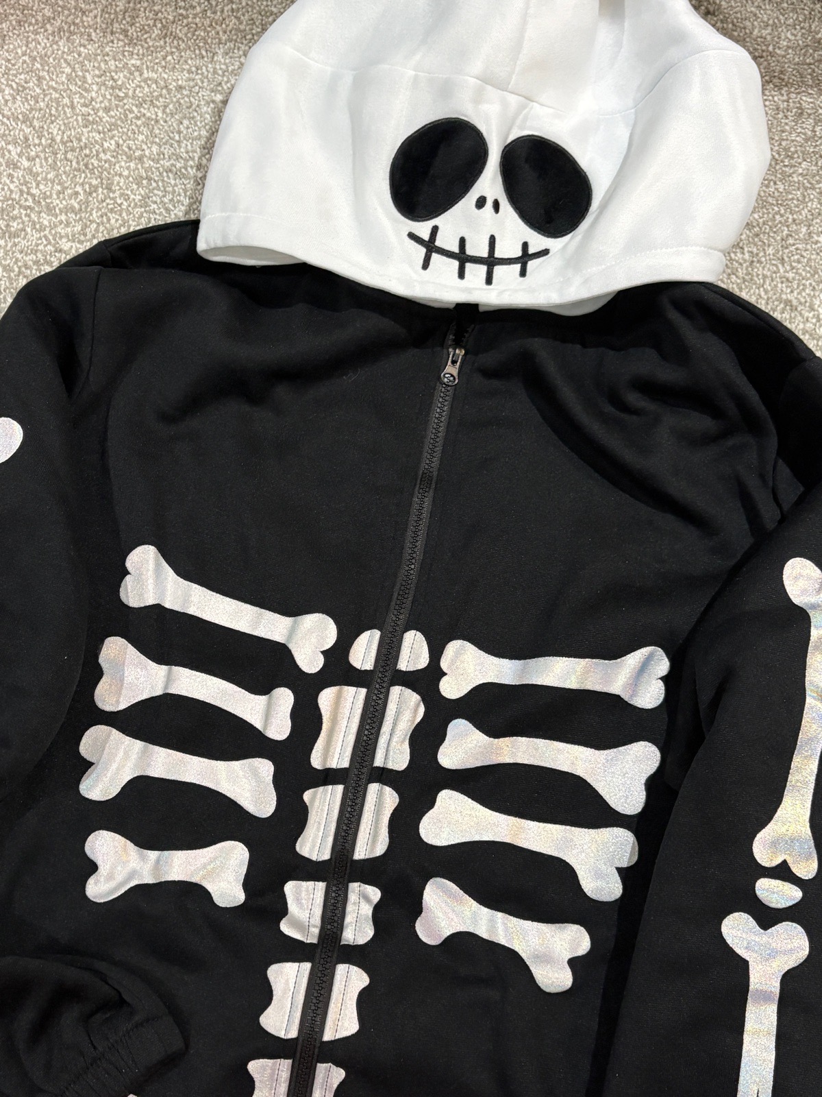 Halloween black skeleton costume