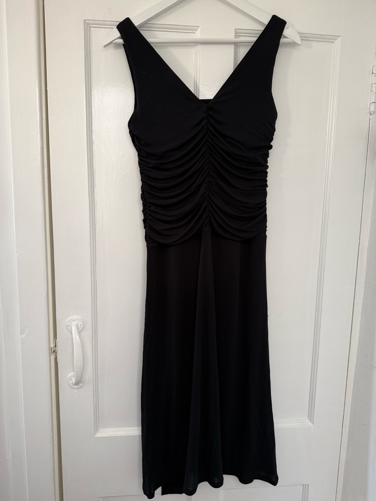 Coast Black Ruched Midi Dress - Size 12