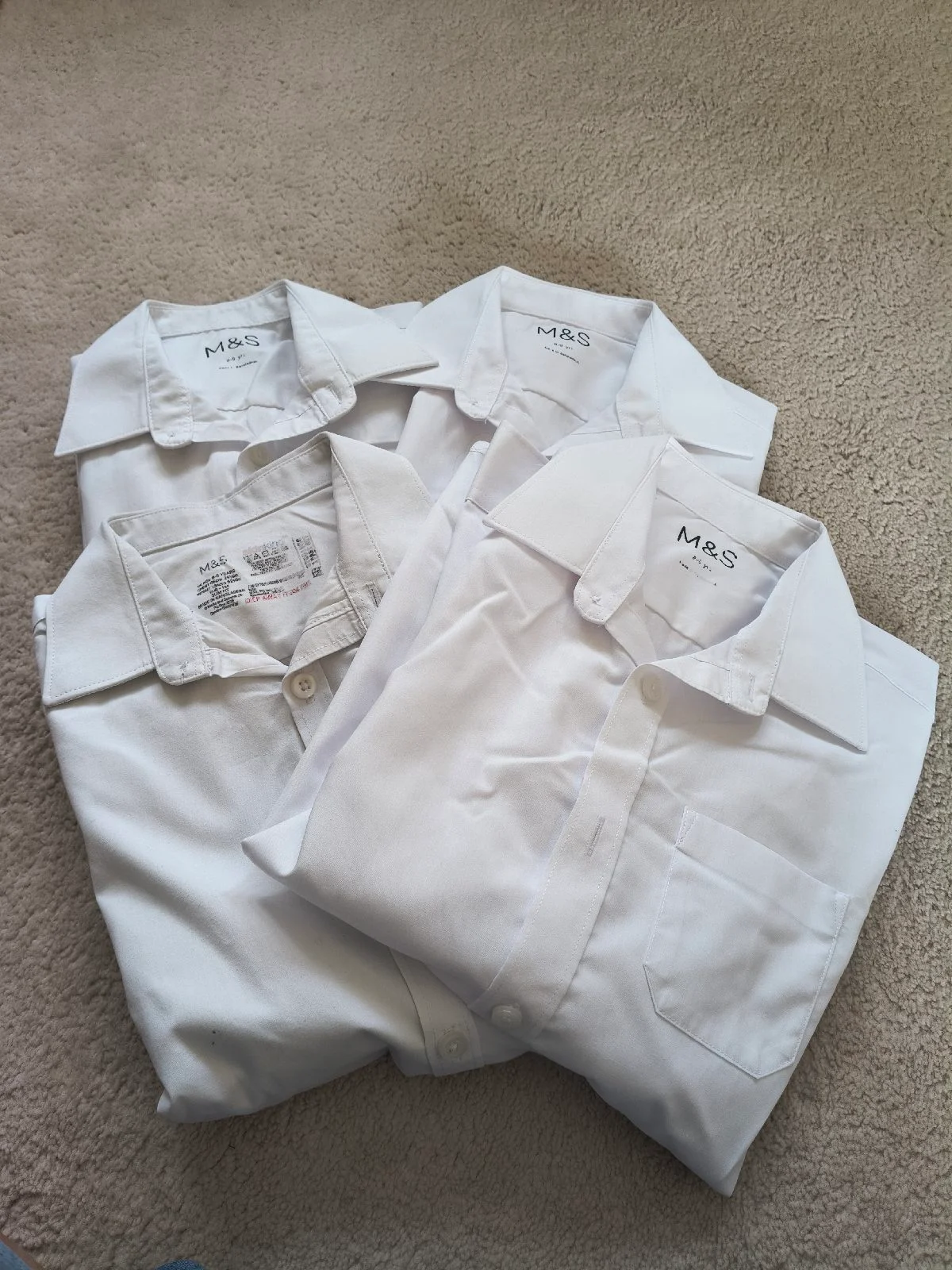 M&S Boys White School  Slim Fit Shirts Age 8-9 – 4 Shirts