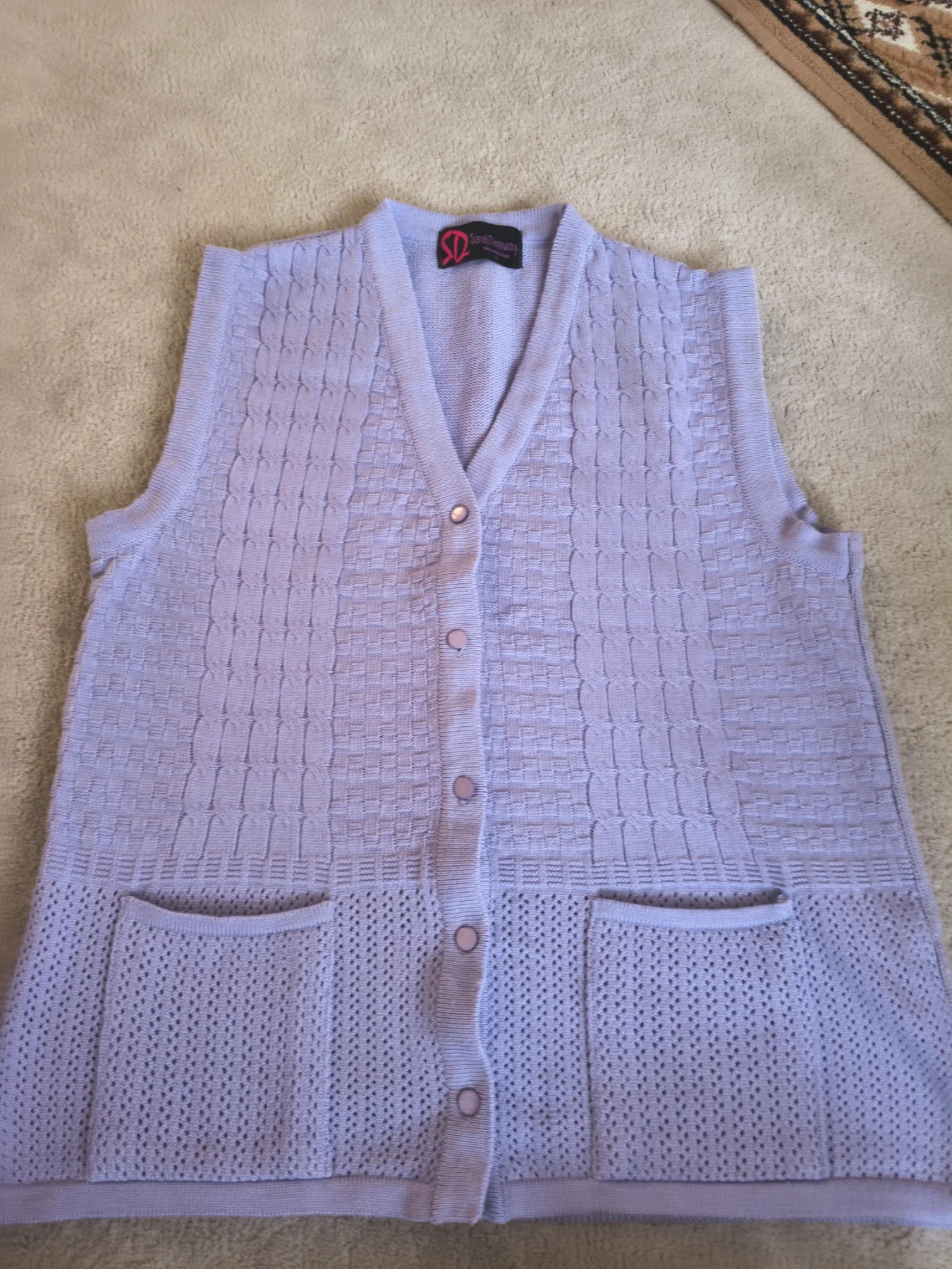 💜 Gorgeous Lilac Knitted Waistcoat – Size L