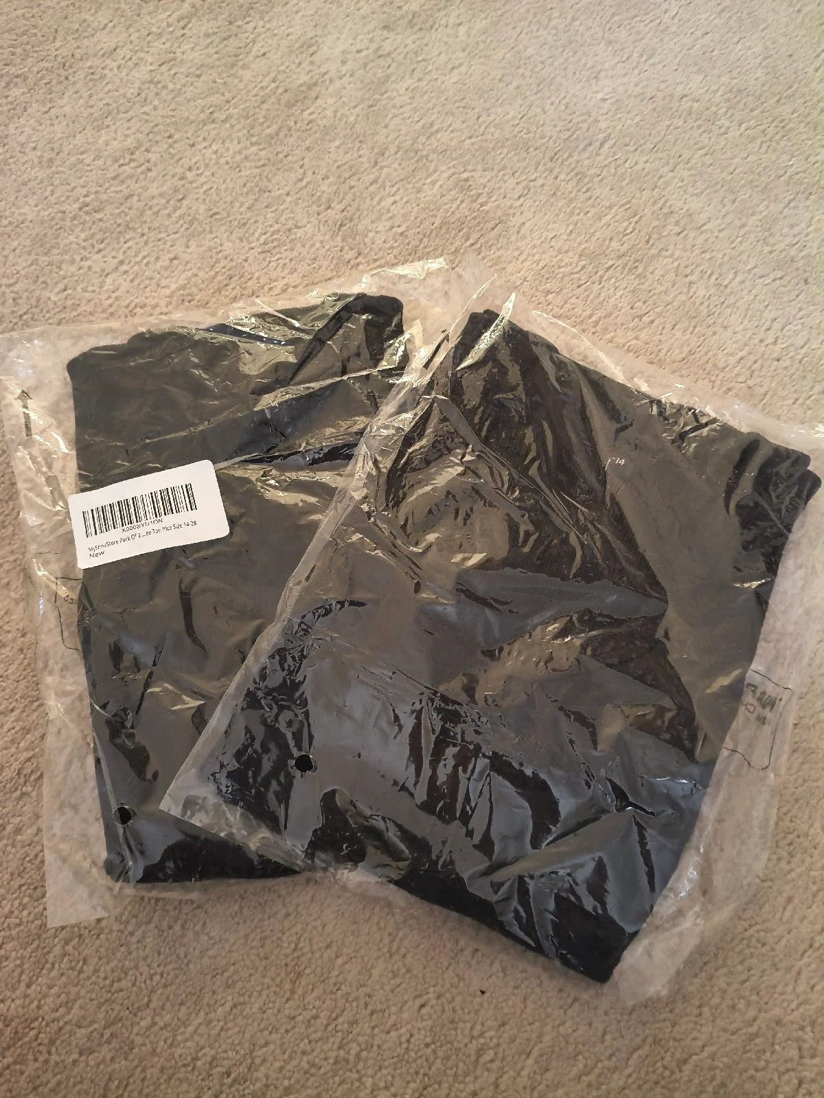 2 NEW Black Ribbed Long Vest Top Size 14