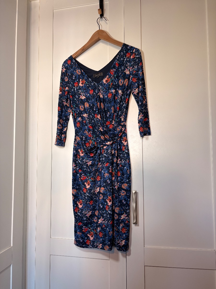 Per Una size 8 dress navy/multicoloured below the knee