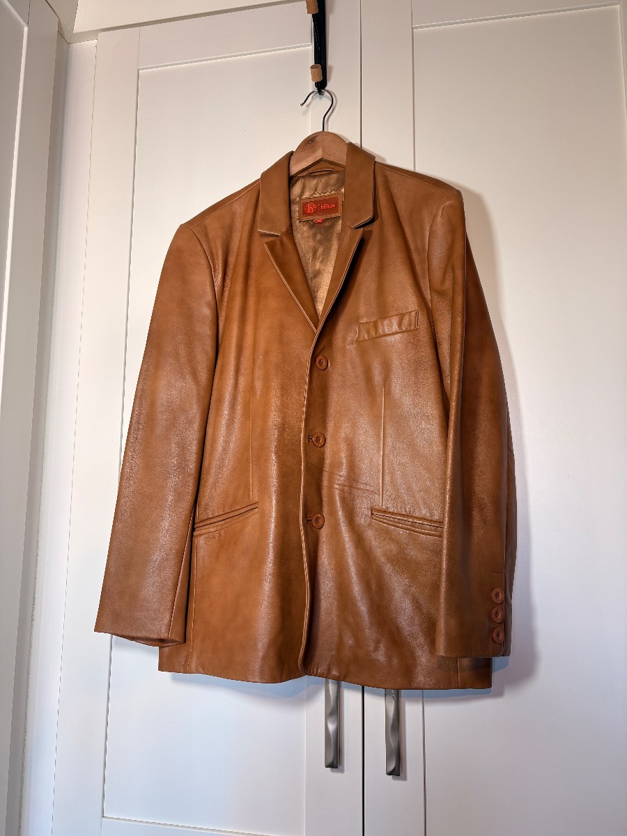 Helium tan vintage leather jacket men’s size M excellent condition
