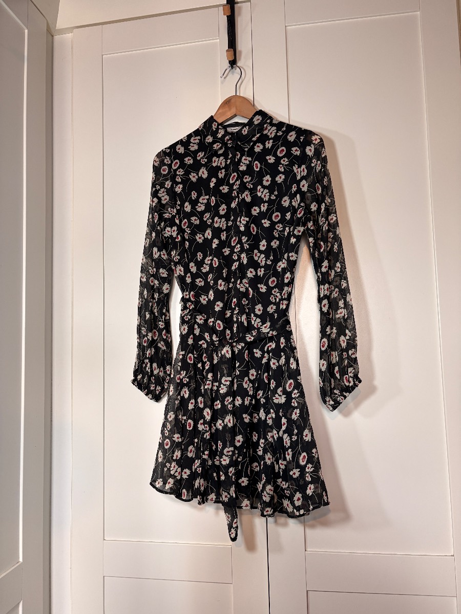 George floral shirt dress size 8 smart workwear office casual above knee sleeves.
