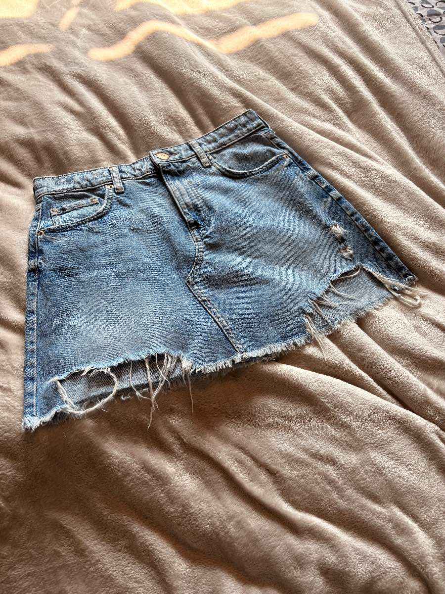 River Island denim mini skirt size 8 summer holiday festival gig brunch casual