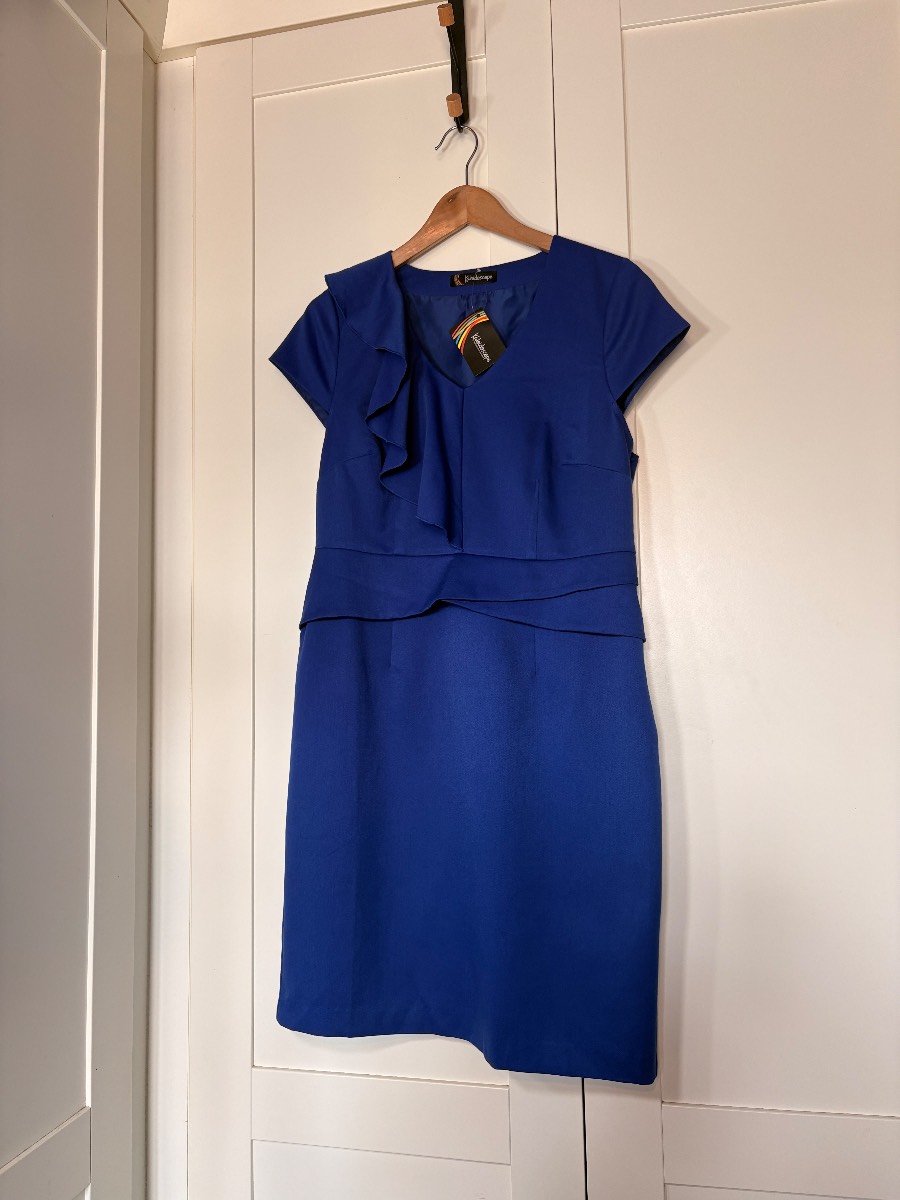 Kaleidoscope blue occasion shift dress size 14 new with tags wedding party