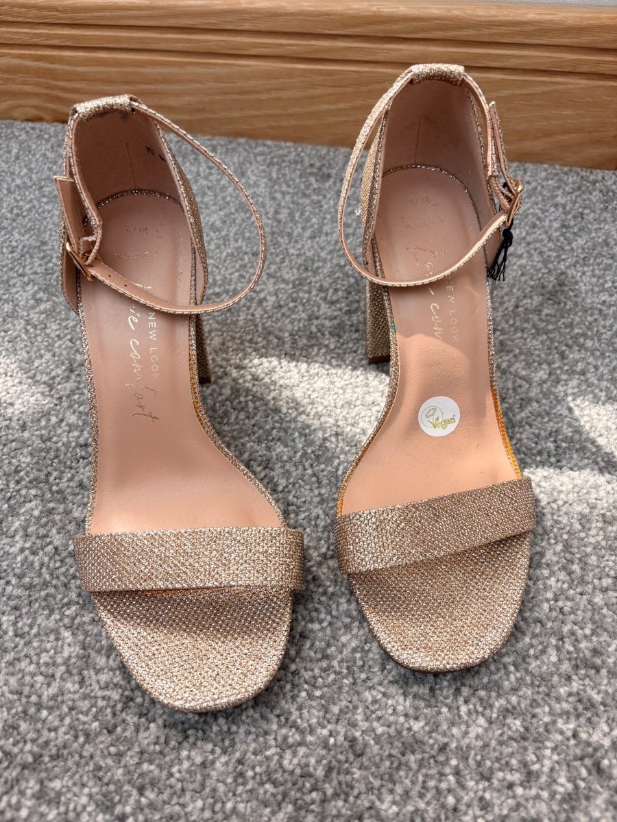 New Look gold high heel sandals size 5 new with tags occasion party