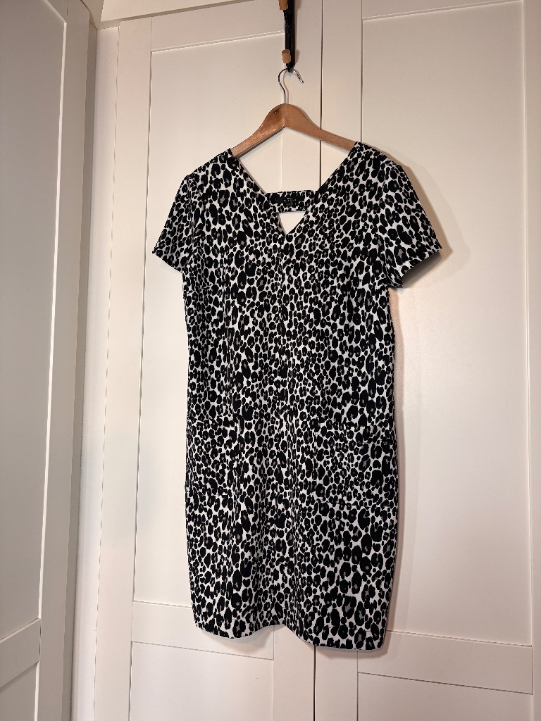 Next animal print shirt dress size 16 short sleeves knee length summer