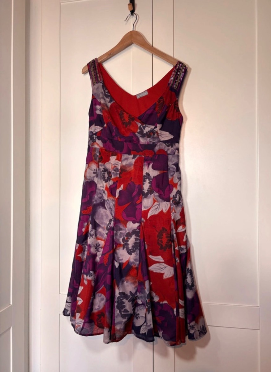 Per Una occasion dress size 14 purple & red
