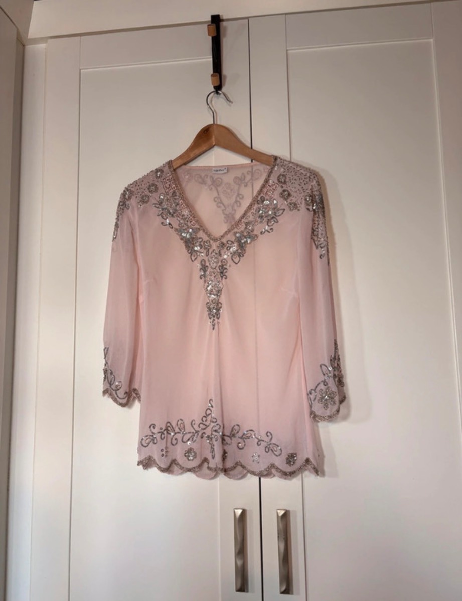 Together silk top with embellishments size 14 dusky pink occasion party wedding silk