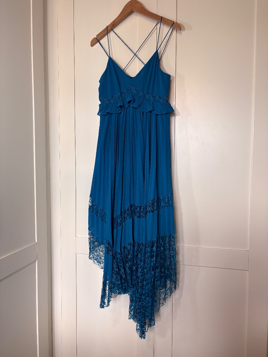 Next size 10 blue occasion dresss hanki hem spaghetti straps party wedding