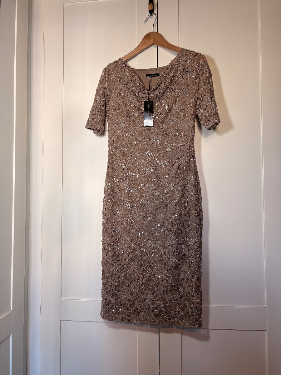 David Emanuel occasionally dress size 10 new with tags beige/brown