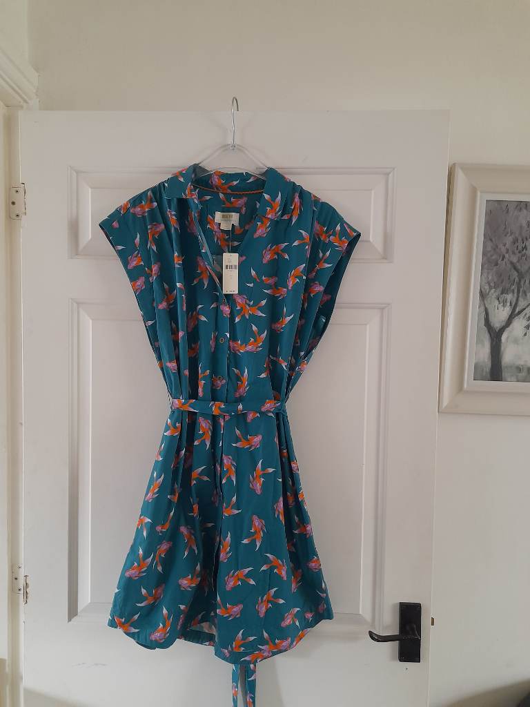 Maeve goldfish print shirt dress s