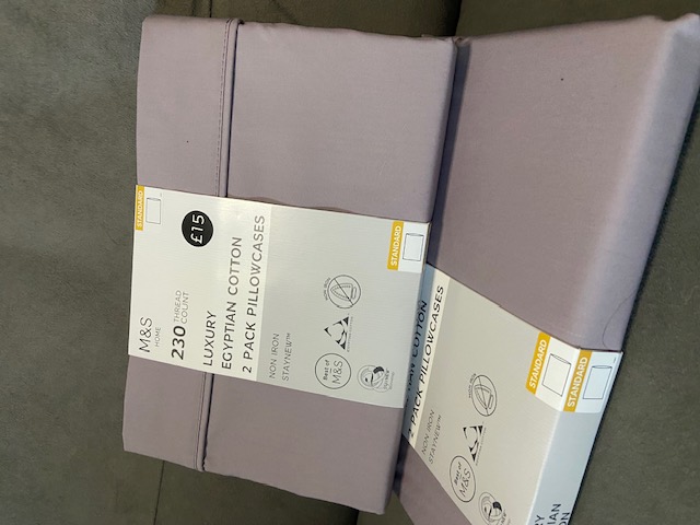 M&S Luxury Egyptian Cotton Pillowcase Set – 230 Thread Count (2 Packs)