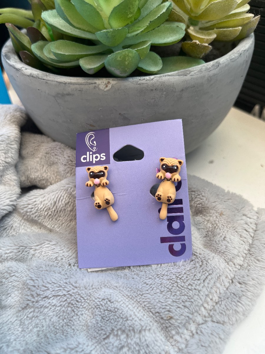 Clip on earrings # dog