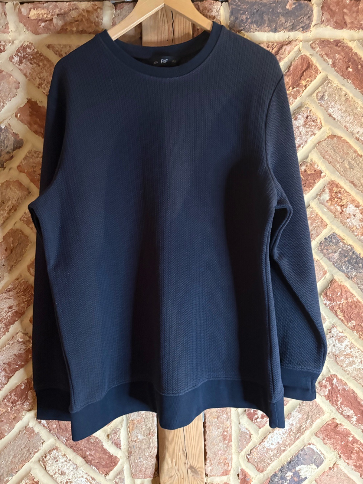 F&F Navy Blue Textured Sweatshirt Jumper UK XL – Relaxed Casual Pullover layering