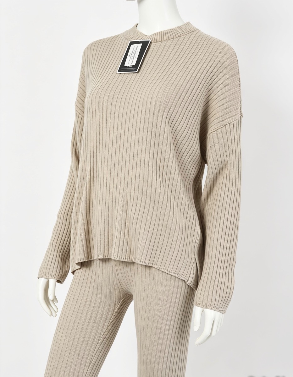 Knitted roll neck lounge set. Colour stone M/L