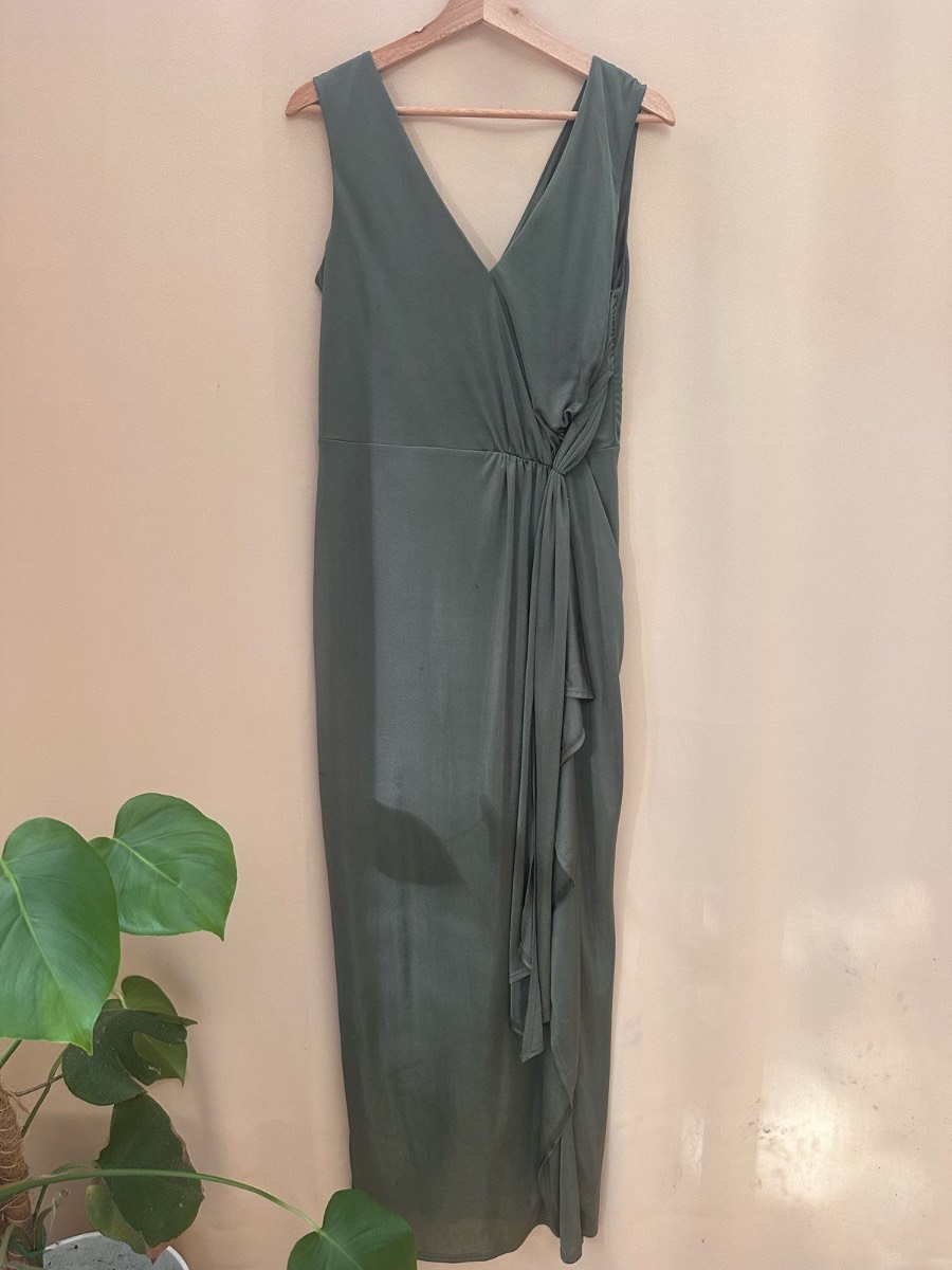 Phase Eight Sage Green Draped Midi Maxi Occasion Dress UK 14 Wedding Guest