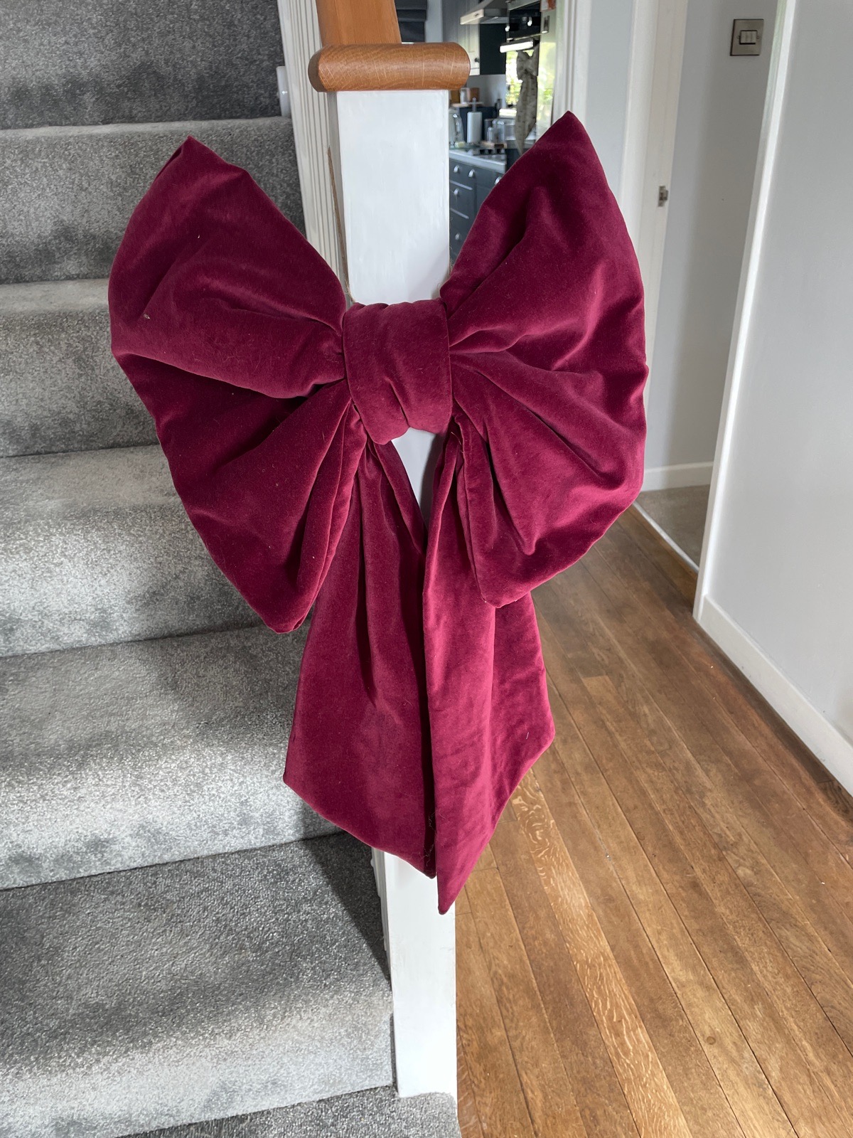 Burgundy velvet luxury door bow