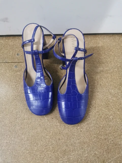 Mulberry Royal Blue Faux Croc Design T Bar Shoe Size 6