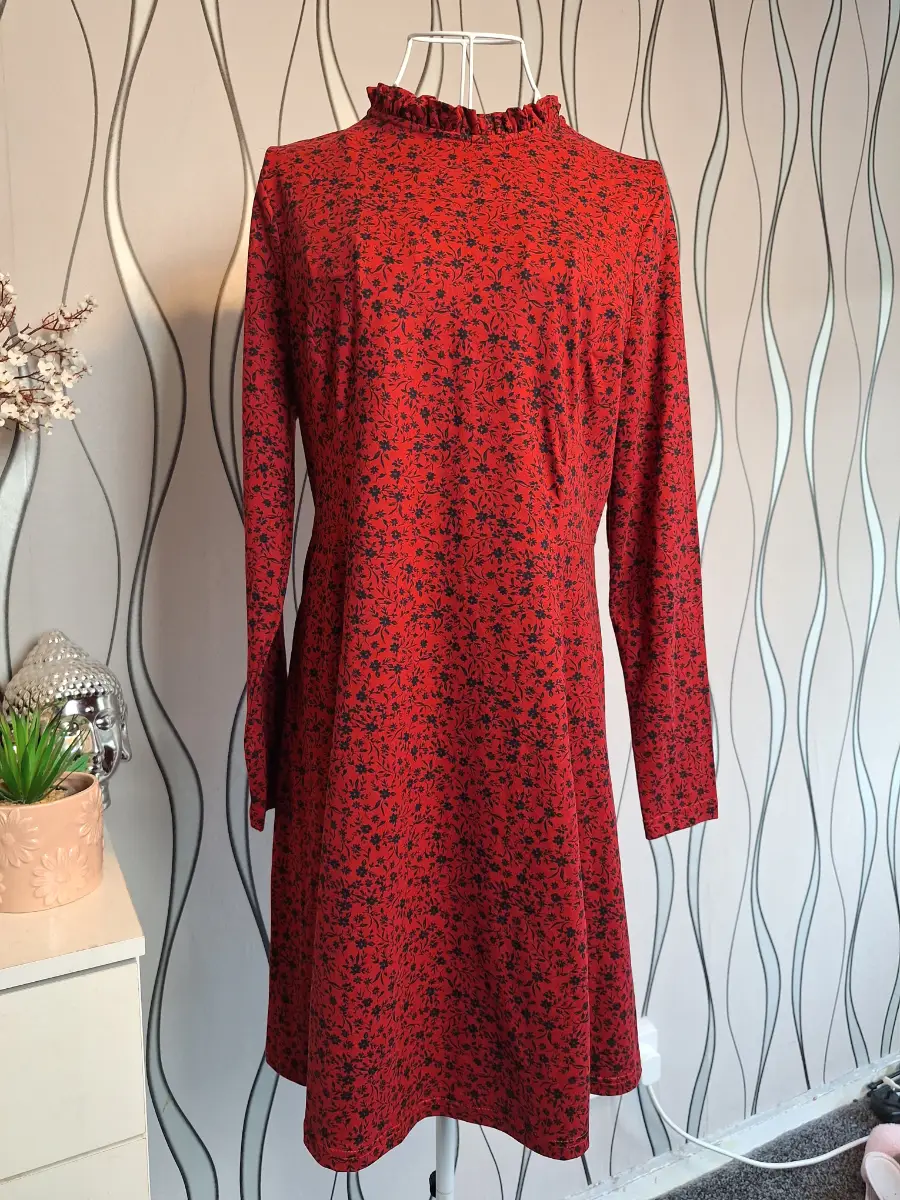 New Look Red Floral Dress UK 14