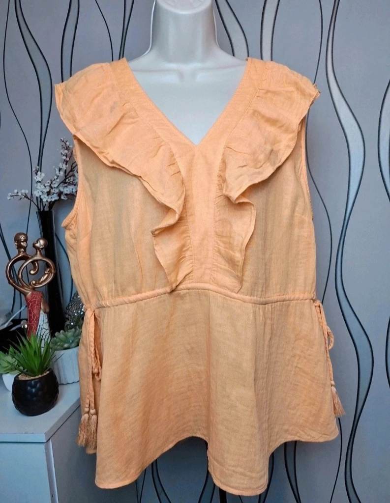 Matalan Peach Ruffle Peplum Top UK 18