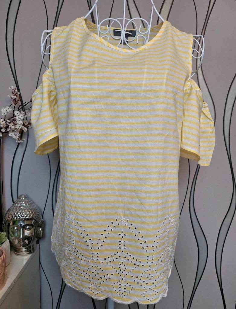 Primark Yellow White Striped Blouse UK 10
