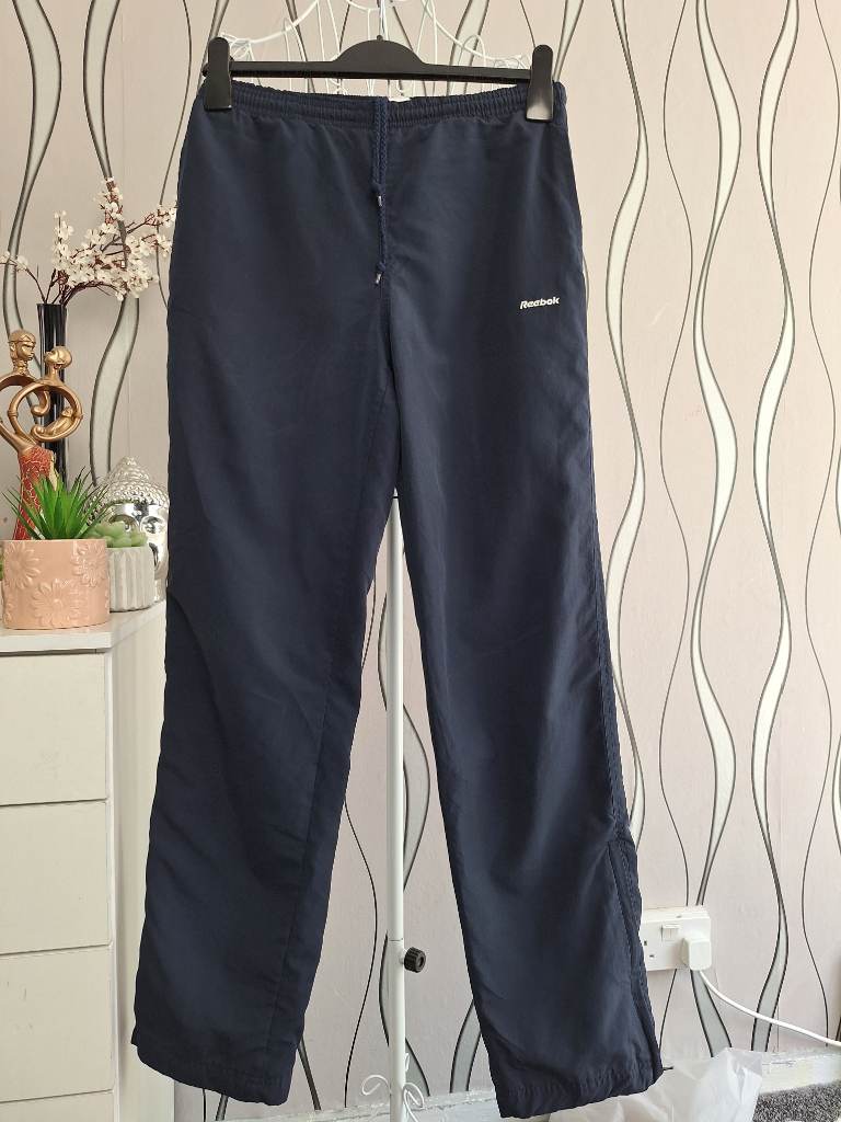 Reebok Navy Track Pants Joggers UK 8 Zip Hem