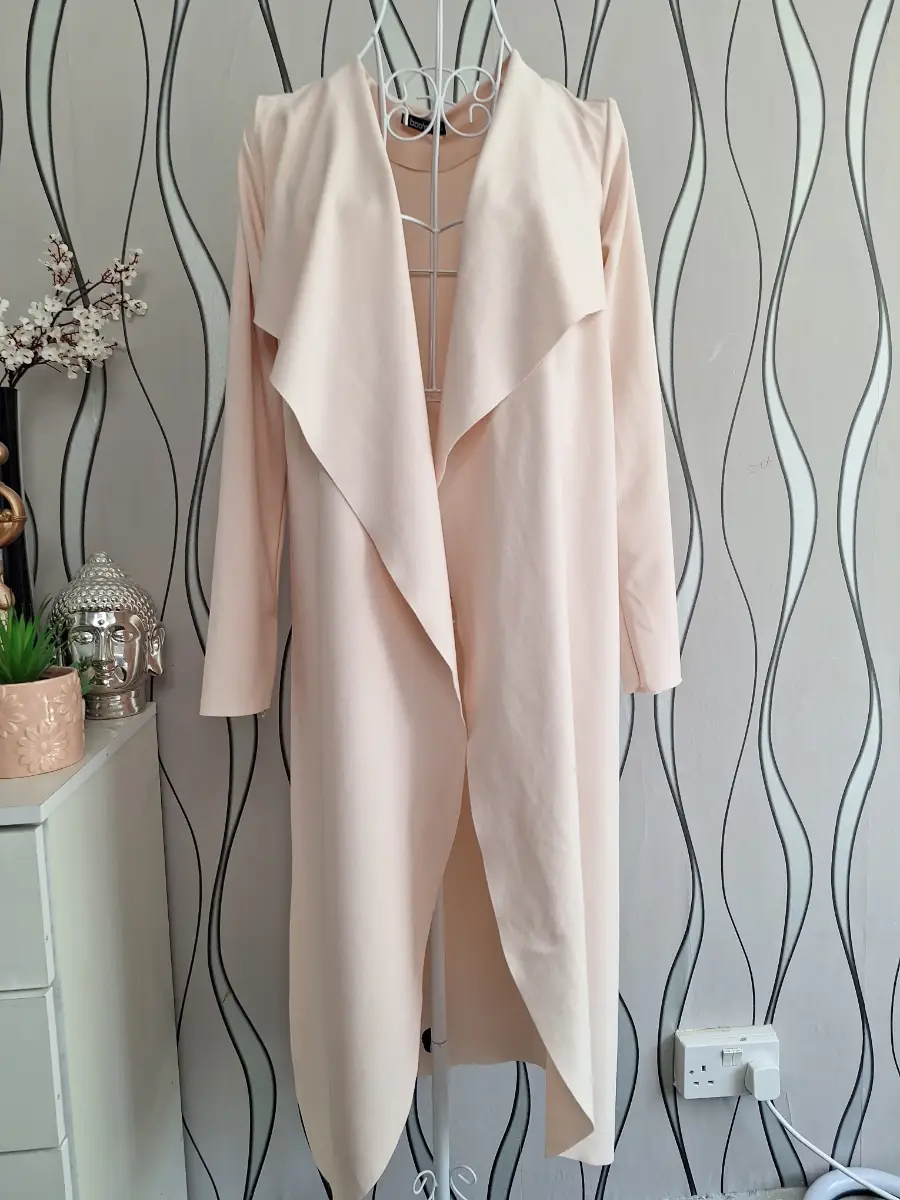 Boohoo Blush Pink Waterfall Duster Cardigan UK 10/12 S/M Longline