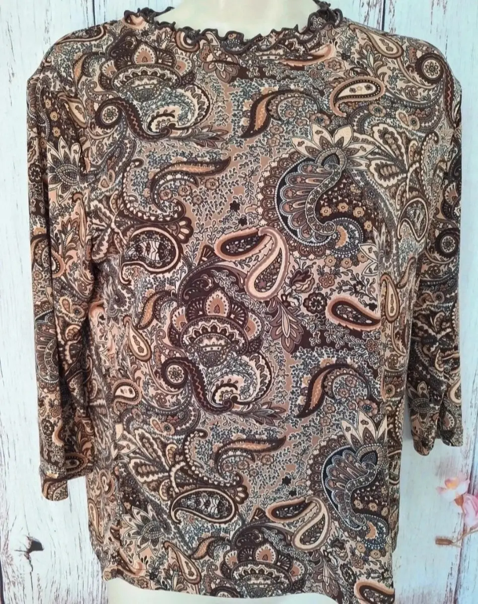 Le Lis Paisley Print Stretch Top 3/4 Sleeve UK 8–10