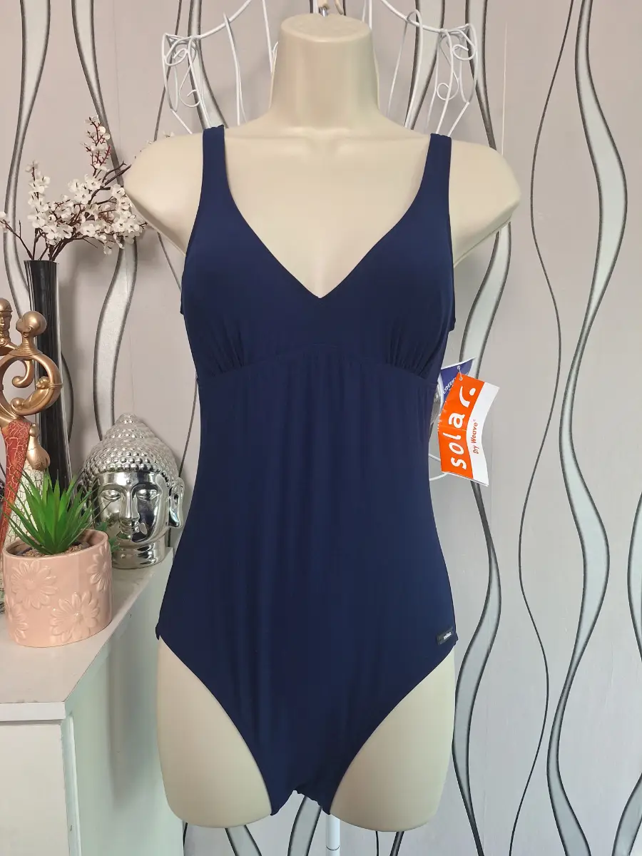 Solar Dry Weave Navy Blue One Piece Swimsuit UK 12 B-Cup NWT