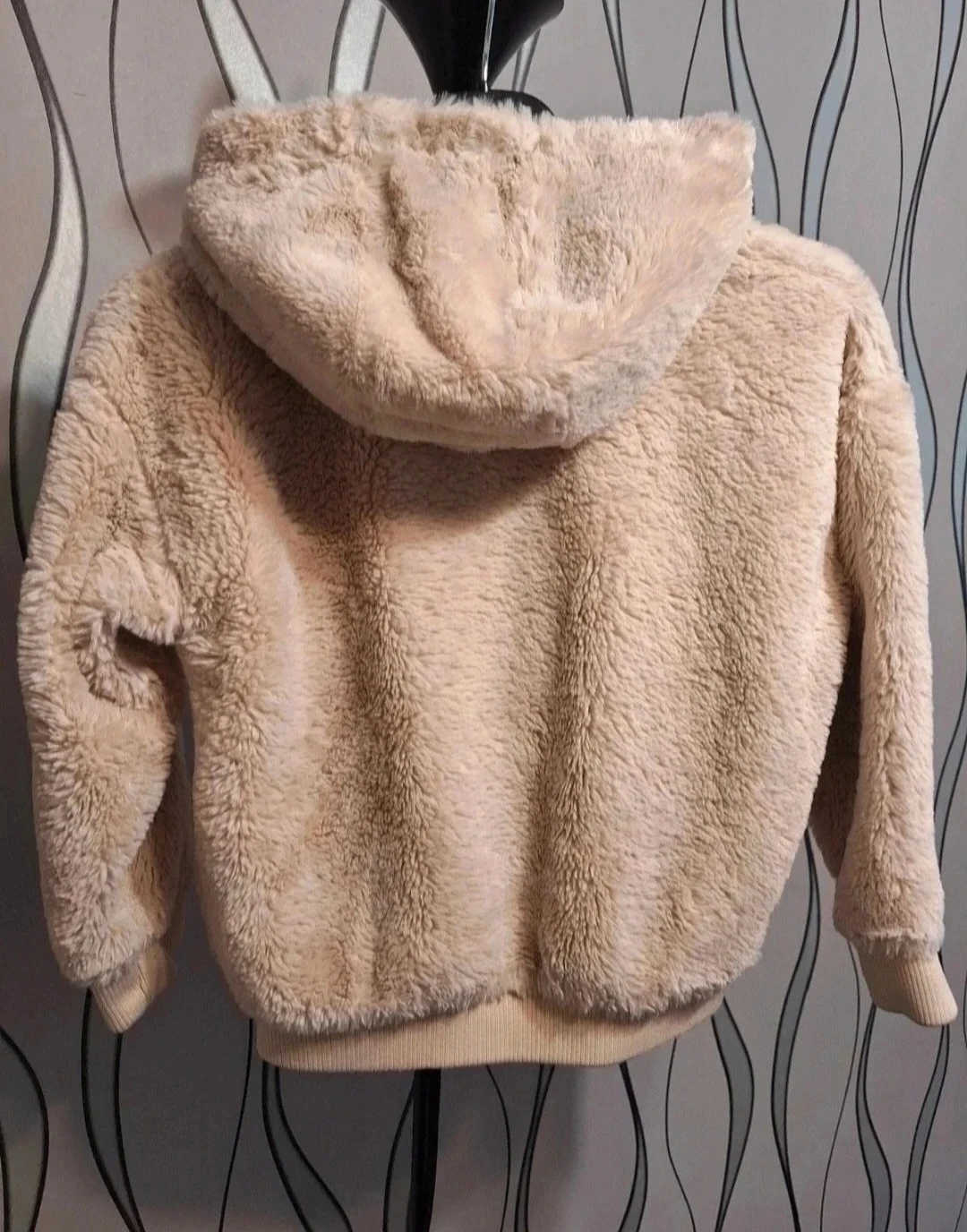 F&F Girls Beige Teddy Fleece Zip Jacket Coat 9 Years 134cm