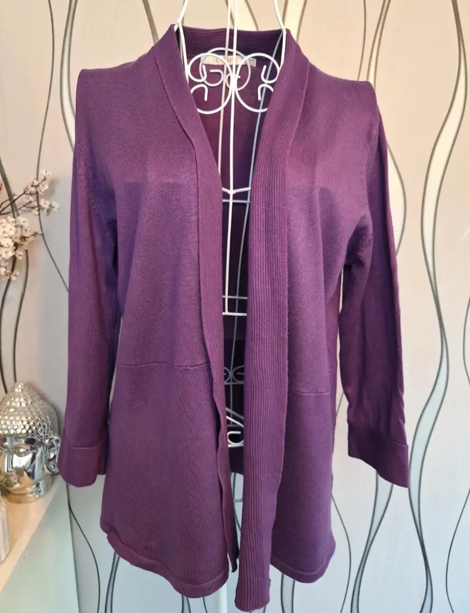 EWM Purple Open Front Lightweight Cardigan UK 14-16