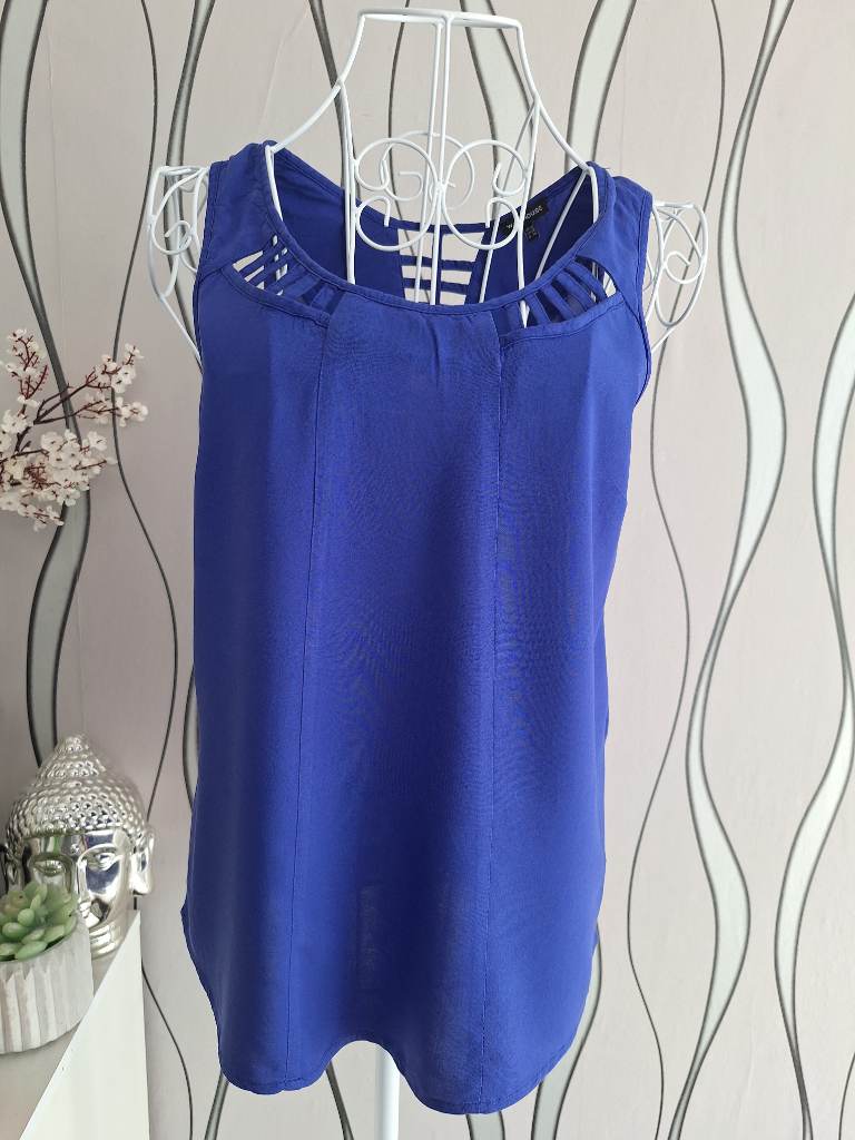 Warehouse Royal Blue Sleeveless Blouse Top UK 10
