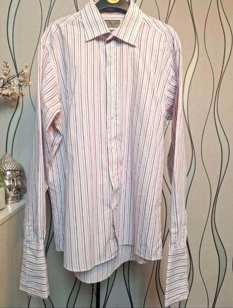 Dehavilland Striped Formal Shirt White Lilac XL 41/16 Non Iron