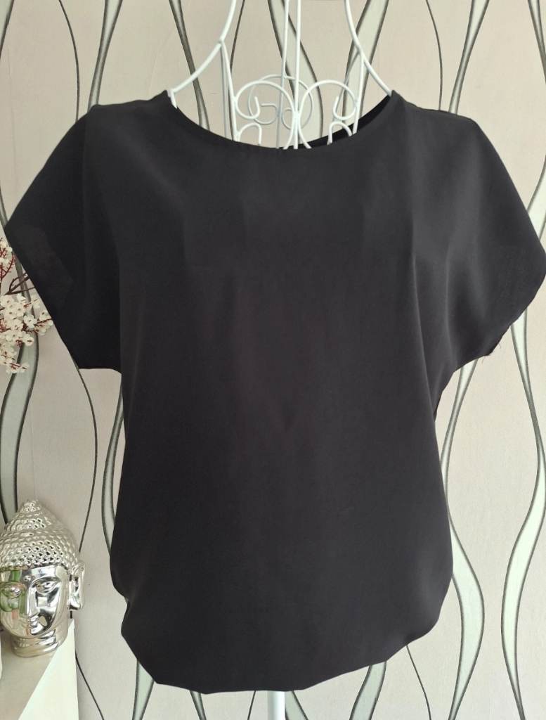 Madex Black Short Sleeve Blouse UK 8-10