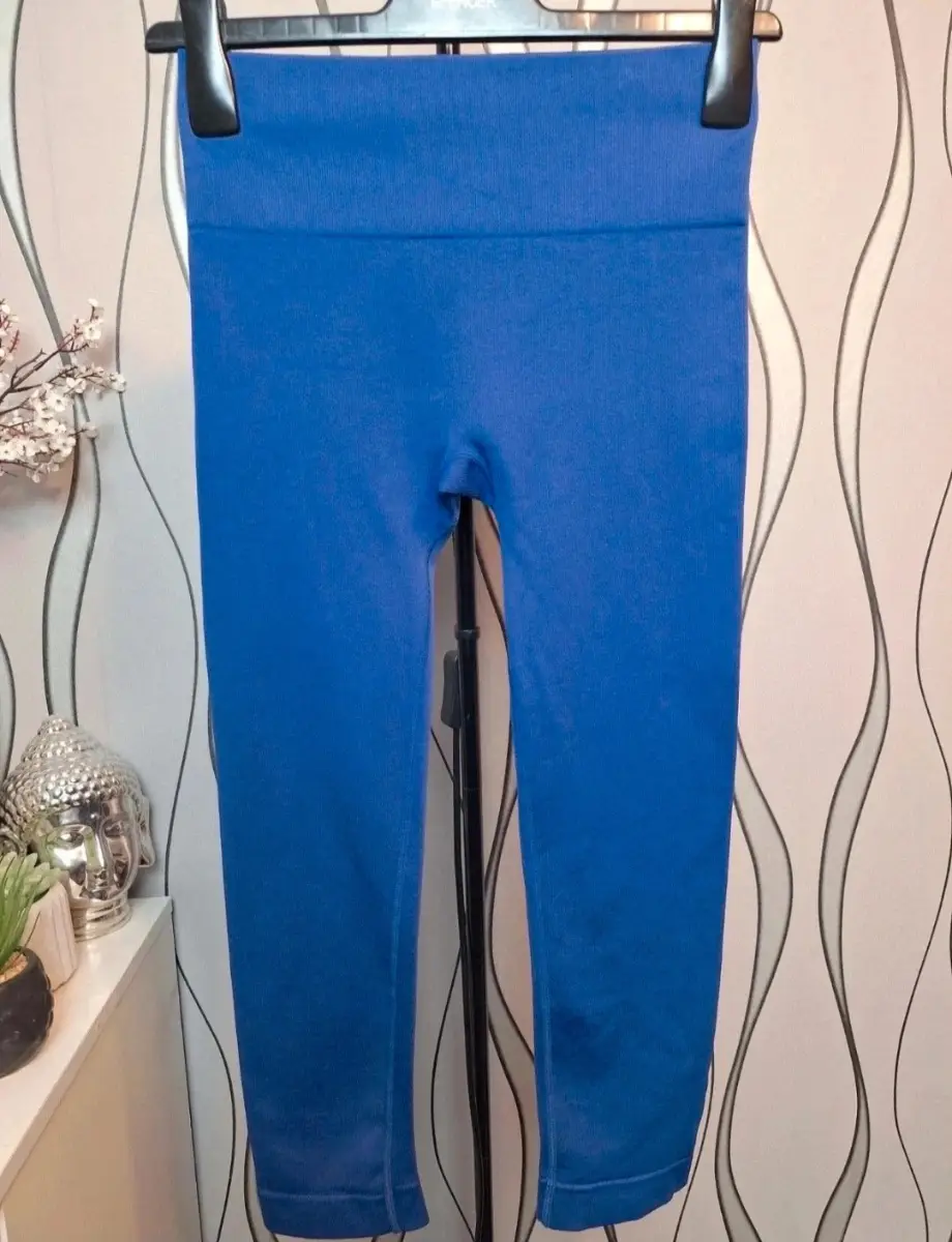 Primark Seamless 3/4 Gym Leggings Blue UK 8-10 S