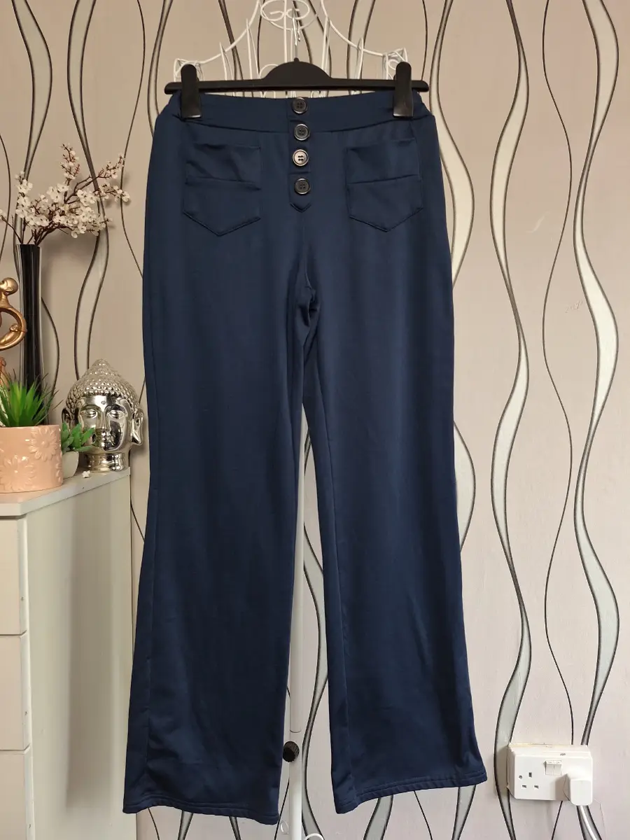 Blue Wide Leg Stretch Trousers UK 8-10 M