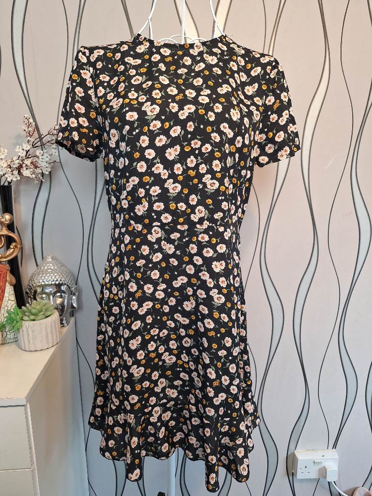 SHEIN Black Floral Mini Dress UK 10-12