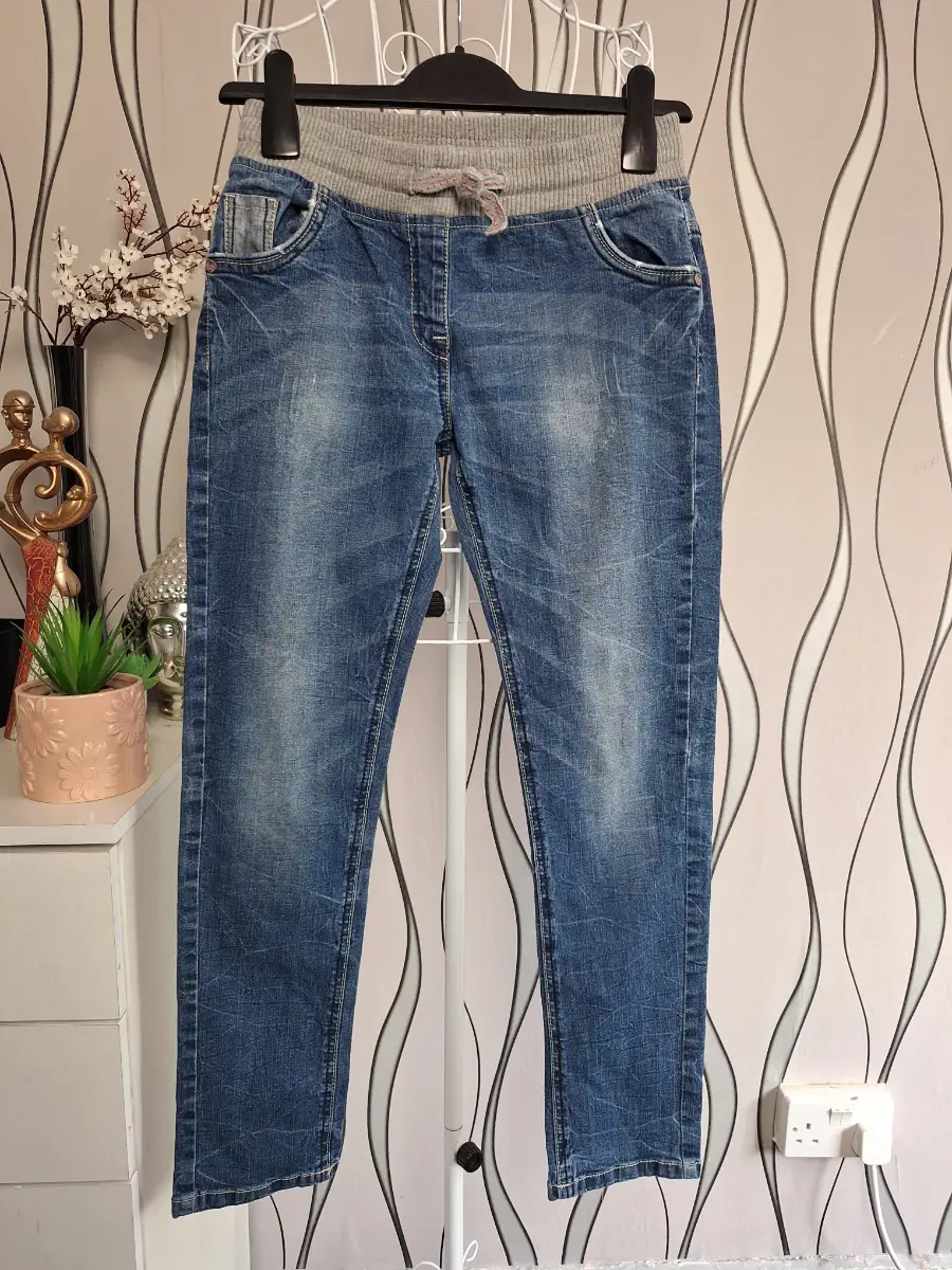 Next Girls Blue Denim Elastic Waist Jeans Age 11