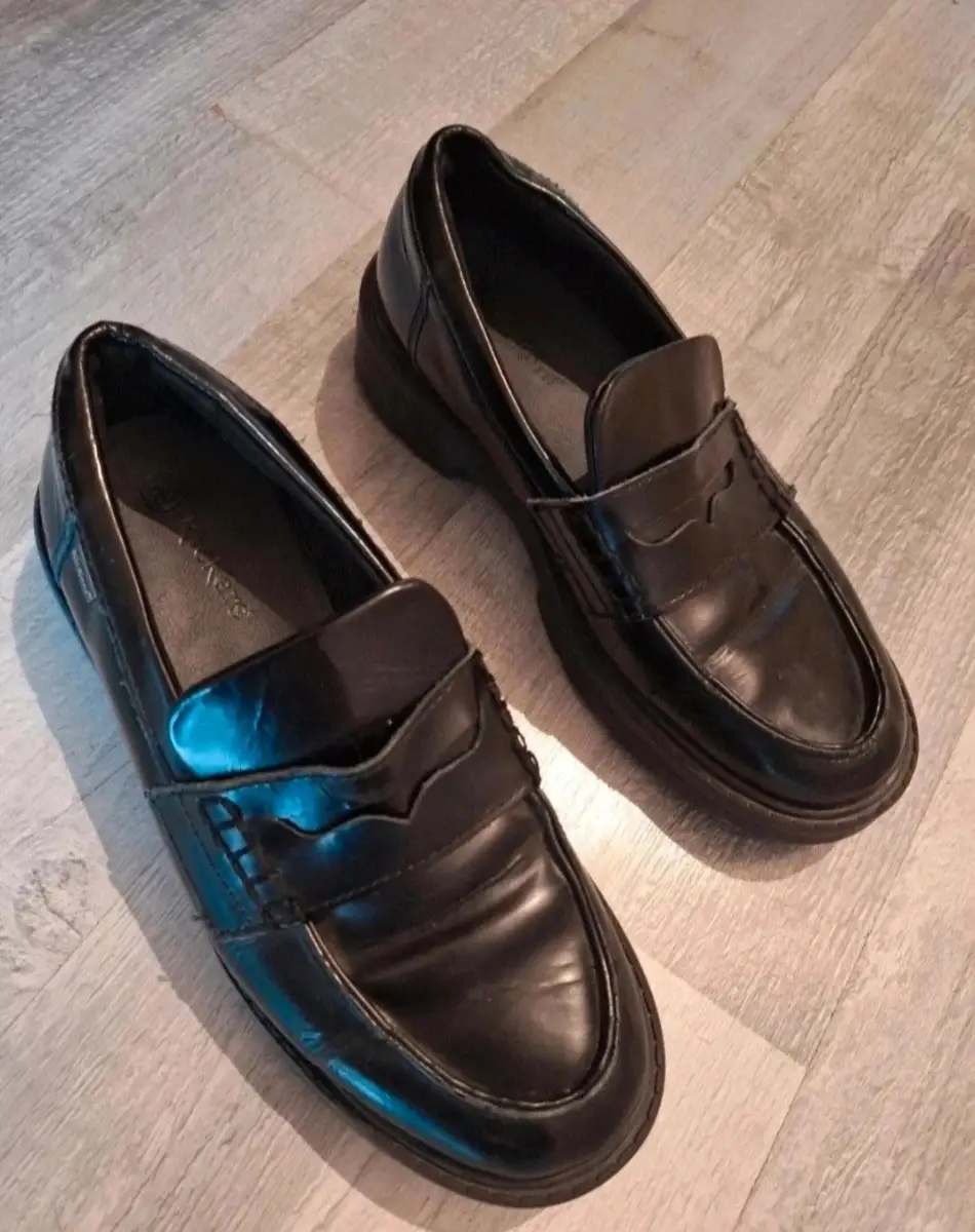 Kickers Black Leather Loafers School Shoes UK 3.5 EU 36