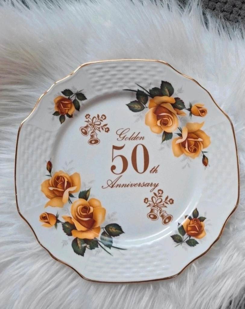 AJL China Golden 50th Anniversary Decorative Plate 9.5"